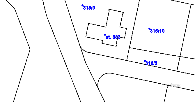 Parcela st. 316/1 v KÚ Červené Pečky, Katastrální mapa