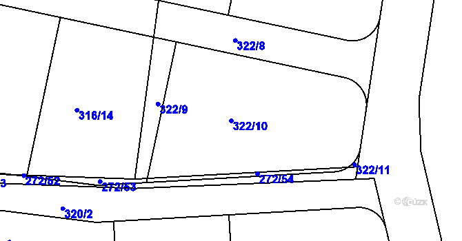 Parcela st. 322/10 v KÚ Červené Pečky, Katastrální mapa