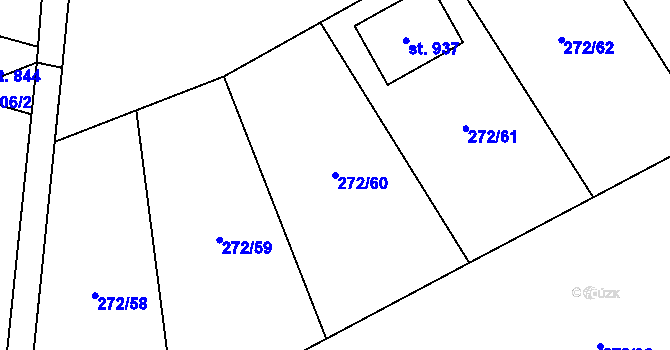 Parcela st. 272/60 v KÚ Červené Pečky, Katastrální mapa