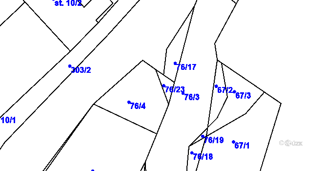 Parcela st. 76/23 v KÚ Dolany u Červených Peček, Katastrální mapa