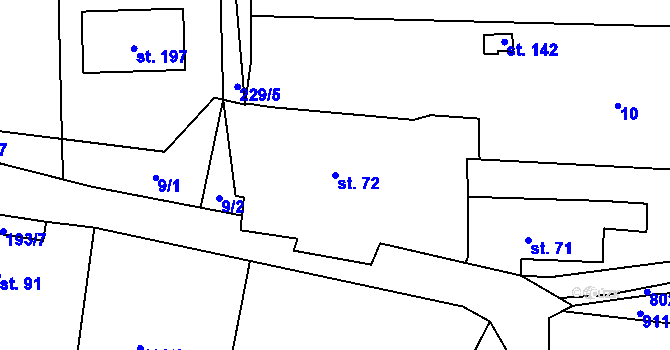 Parcela st. 72 v KÚ Červené Poříčí, Katastrální mapa