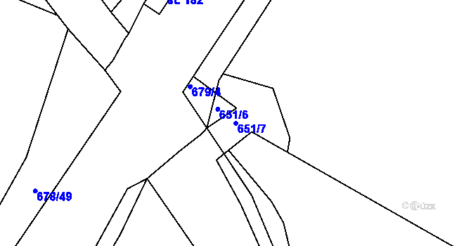 Parcela st. 651/7 v KÚ Červené Poříčí, Katastrální mapa