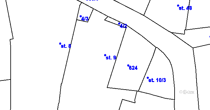 Parcela st. 9 v KÚ Jíno, Katastrální mapa