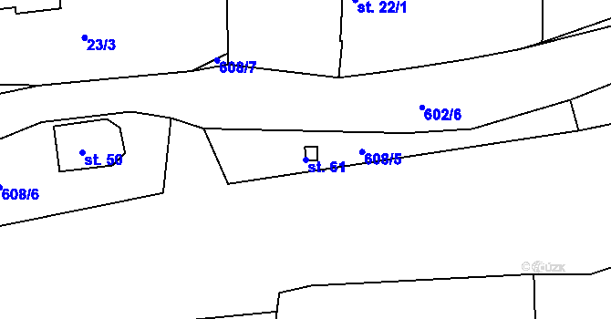 Parcela st. 61 v KÚ Jíno, Katastrální mapa