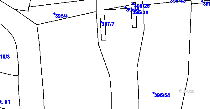 Parcela st. 307/5 v KÚ Jíno, Katastrální mapa