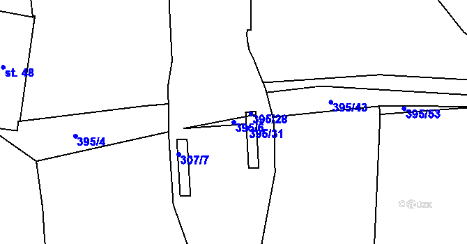 Parcela st. 395/6 v KÚ Jíno, Katastrální mapa