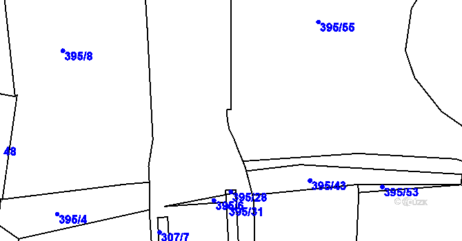 Parcela st. 395/25 v KÚ Jíno, Katastrální mapa