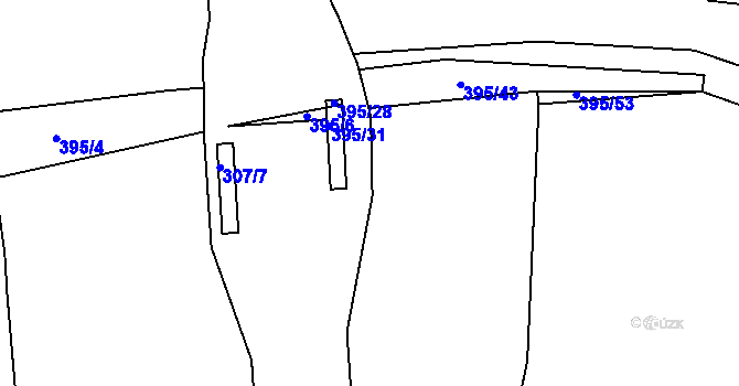 Parcela st. 395/32 v KÚ Jíno, Katastrální mapa