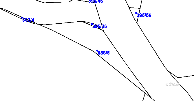 Parcela st. 588/5 v KÚ Jíno, Katastrální mapa