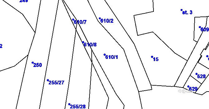 Parcela st. 610/1 v KÚ Jíno, Katastrální mapa