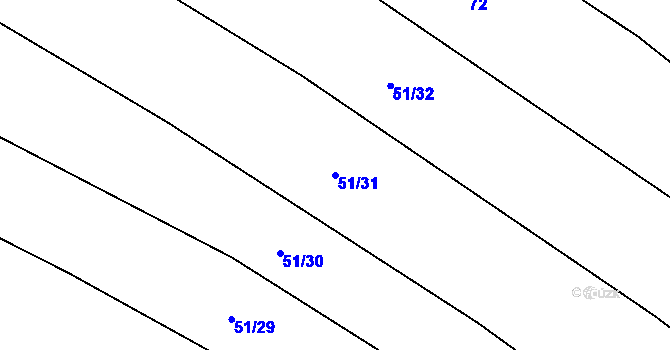 Parcela st. 51/31 v KÚ Jíno, Katastrální mapa
