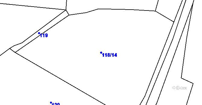 Parcela st. 118/14 v KÚ Jíno, Katastrální mapa