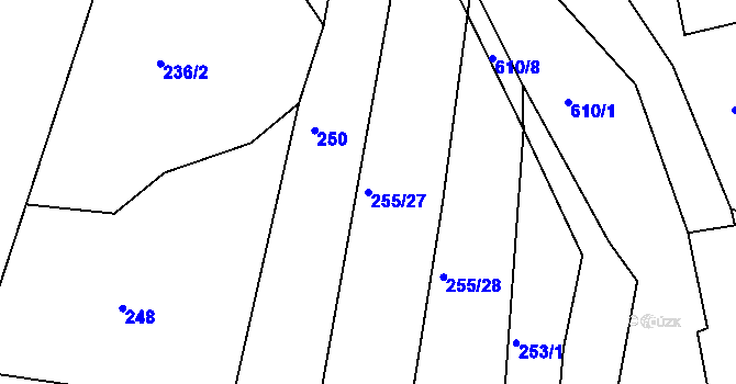 Parcela st. 255/27 v KÚ Jíno, Katastrální mapa