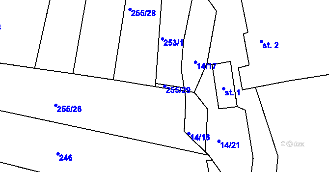 Parcela st. 255/29 v KÚ Jíno, Katastrální mapa