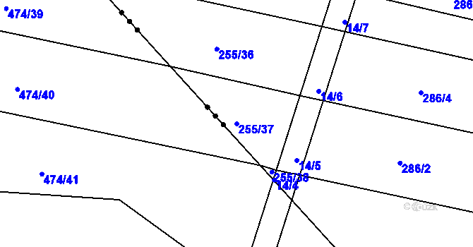 Parcela st. 255/37 v KÚ Jíno, Katastrální mapa