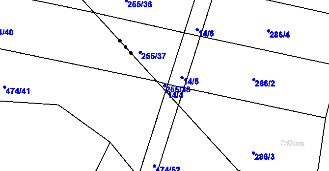 Parcela st. 255/38 v KÚ Jíno, Katastrální mapa