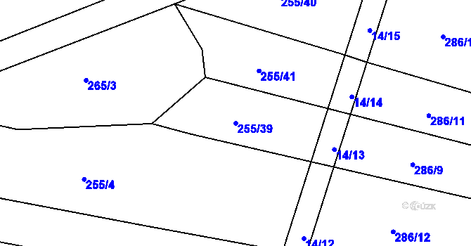 Parcela st. 255/39 v KÚ Jíno, Katastrální mapa