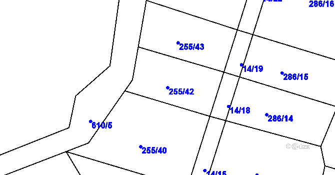 Parcela st. 255/42 v KÚ Jíno, Katastrální mapa