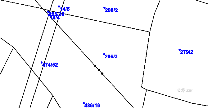 Parcela st. 286/3 v KÚ Jíno, Katastrální mapa
