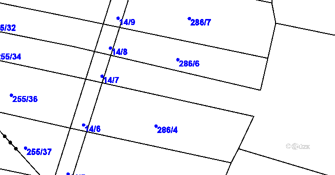 Parcela st. 286/5 v KÚ Jíno, Katastrální mapa