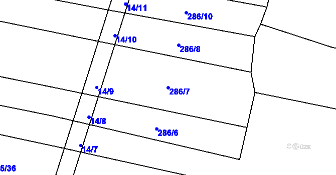 Parcela st. 286/7 v KÚ Jíno, Katastrální mapa