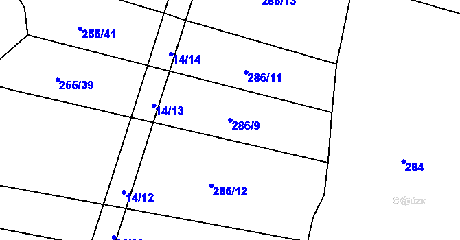 Parcela st. 286/9 v KÚ Jíno, Katastrální mapa
