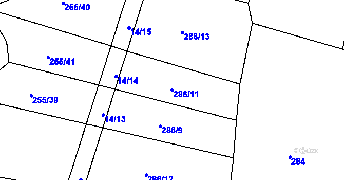 Parcela st. 286/11 v KÚ Jíno, Katastrální mapa