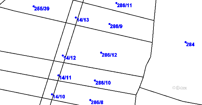 Parcela st. 286/12 v KÚ Jíno, Katastrální mapa
