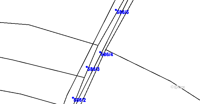 Parcela st. 586/4 v KÚ Jíno, Katastrální mapa