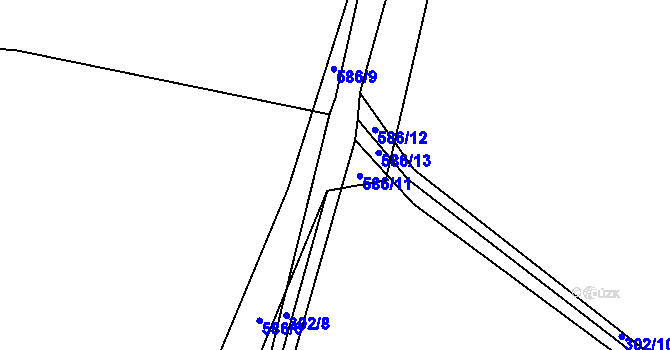 Parcela st. 586/10 v KÚ Jíno, Katastrální mapa