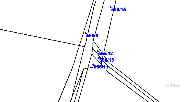 Parcela st. 586/12 v KÚ Jíno, Katastrální mapa