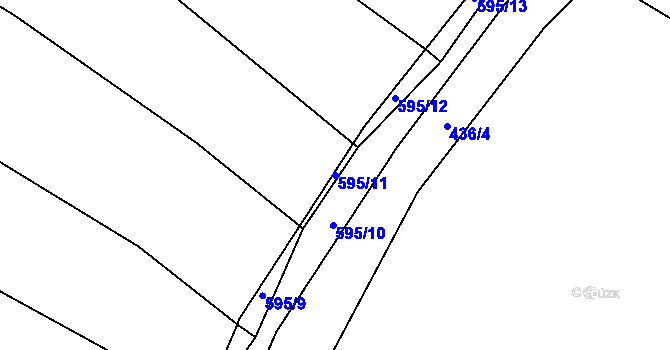 Parcela st. 595/11 v KÚ Jíno, Katastrální mapa