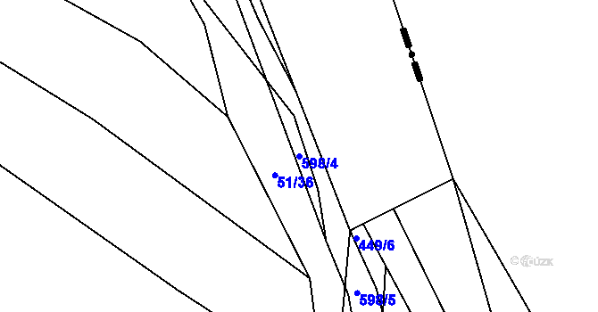 Parcela st. 598/4 v KÚ Jíno, Katastrální mapa