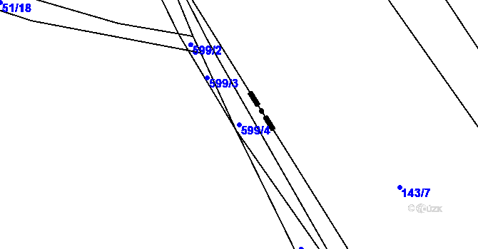 Parcela st. 599/4 v KÚ Jíno, Katastrální mapa