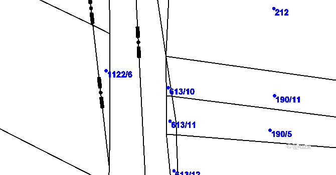 Parcela st. 613/10 v KÚ Jíno, Katastrální mapa