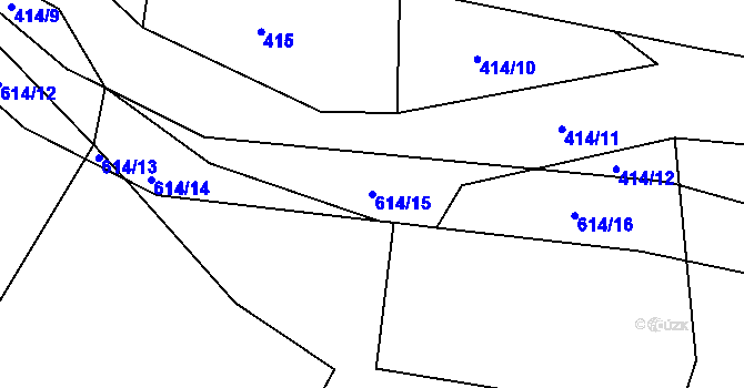 Parcela st. 614/15 v KÚ Jíno, Katastrální mapa
