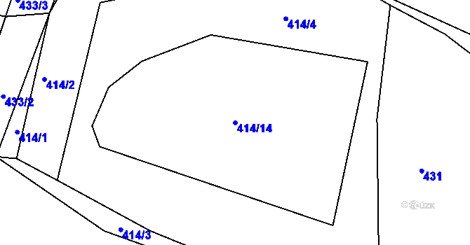 Parcela st. 414/14 v KÚ Jíno, Katastrální mapa