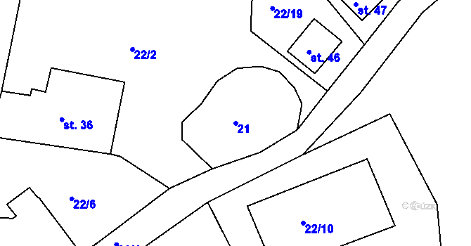 Parcela st. 21 v KÚ Kaliště u Červeného Poříčí, Katastrální mapa