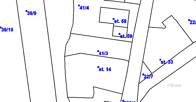 Parcela st. 41/3 v KÚ Kaliště u Červeného Poříčí, Katastrální mapa