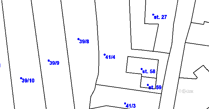 Parcela st. 41/4 v KÚ Kaliště u Červeného Poříčí, Katastrální mapa