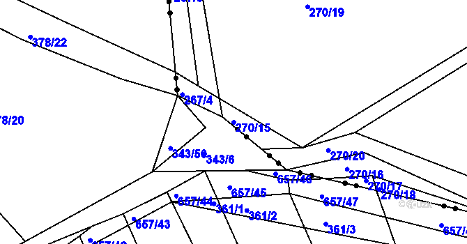 Parcela st. 270/15 v KÚ Kaliště u Červeného Poříčí, Katastrální mapa