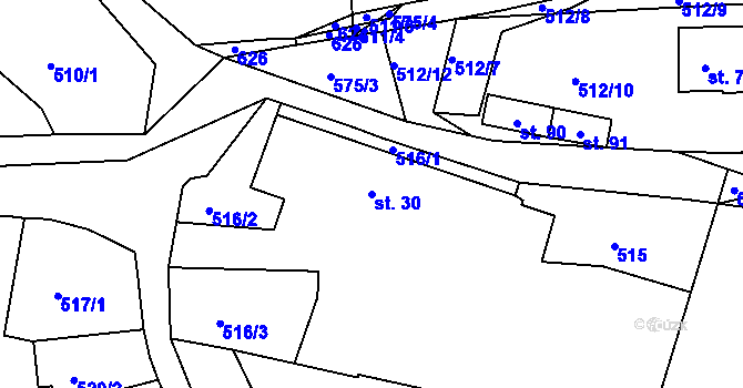Parcela st. 30 v KÚ Stropčice, Katastrální mapa