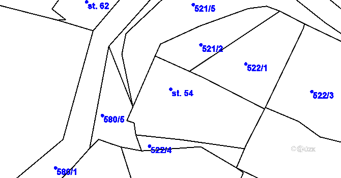 Parcela st. 54 v KÚ Stropčice, Katastrální mapa