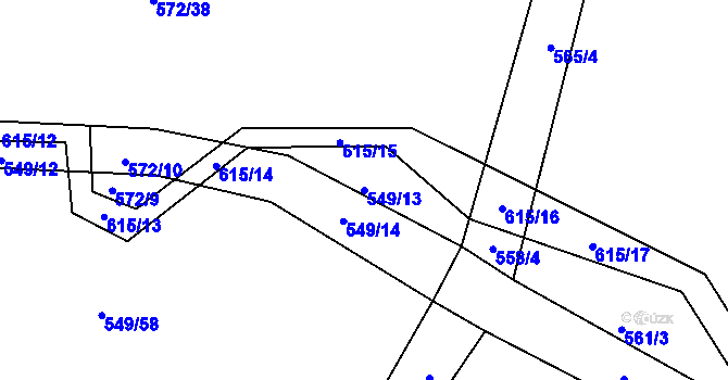 Parcela st. 549/13 v KÚ Stropčice, Katastrální mapa