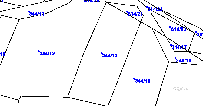 Parcela st. 344/13 v KÚ Stropčice, Katastrální mapa