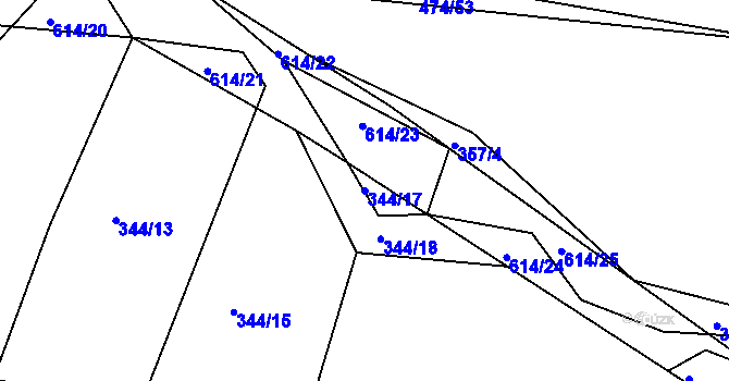 Parcela st. 344/17 v KÚ Stropčice, Katastrální mapa