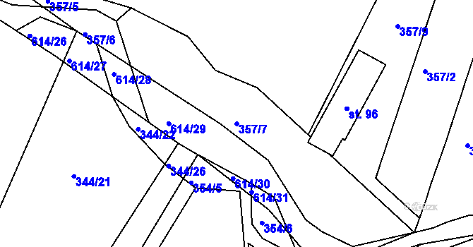 Parcela st. 357/7 v KÚ Stropčice, Katastrální mapa