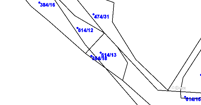Parcela st. 614/13 v KÚ Stropčice, Katastrální mapa