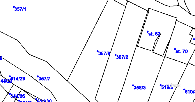Parcela st. 357/9 v KÚ Stropčice, Katastrální mapa