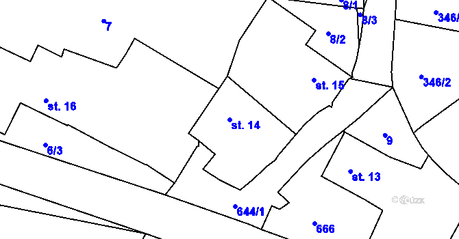 Parcela st. 14 v KÚ Třebýcinka, Katastrální mapa